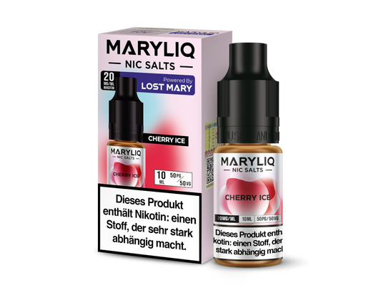 MARYLIQ Nikotinsalz Liquid Cherry Ice - kühle Kirsche für E-Zigaretten mit Nikotinstärken 10 mg/ml und 20 mg/ml.