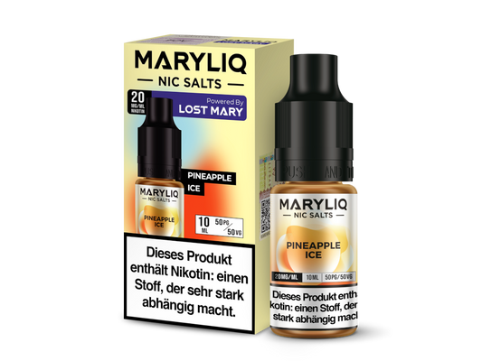 MARYLIQ Nikotinsalz Liquid - Pineapple Ice in 10ml Flasche, Frischer Ananasgeschmack mit 10 mg oder 20 mg Nikotingehalt, ideal für nikotinhaltige Dampfgenuss.