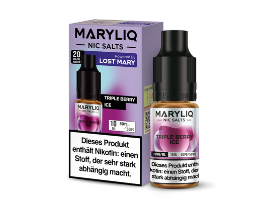 MARYLIQ Nikotinsalz Liquid - Triple Berry Ice in einer 10 ml Flasche, erfrischende Aromen von frischen Beeren für E-Zigaretten-Dampfer.