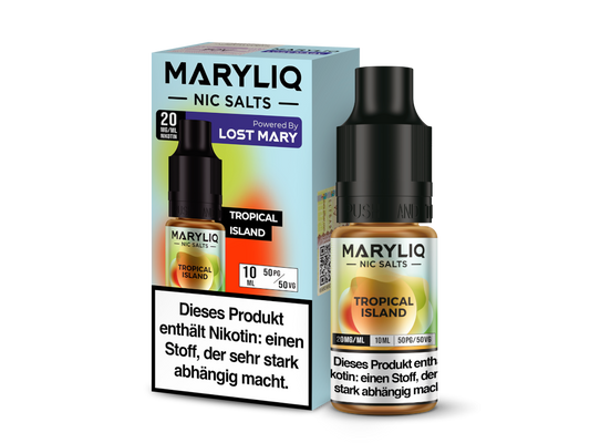 MARYLIQ Nikotinsalz Liquid Tropical Island - 10ml Flasche mit Geschmack von Mango, Kokos und Ananas für eine erfrischende Dampferfahrung