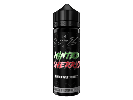MaZa Longfills 10 ml Minted Cherrys Aroma in einer 120 ml Liquidflasche, die die Geschmäcker von Kirschen und Minze für ein erfrischendes Dampferlebnis vereint.