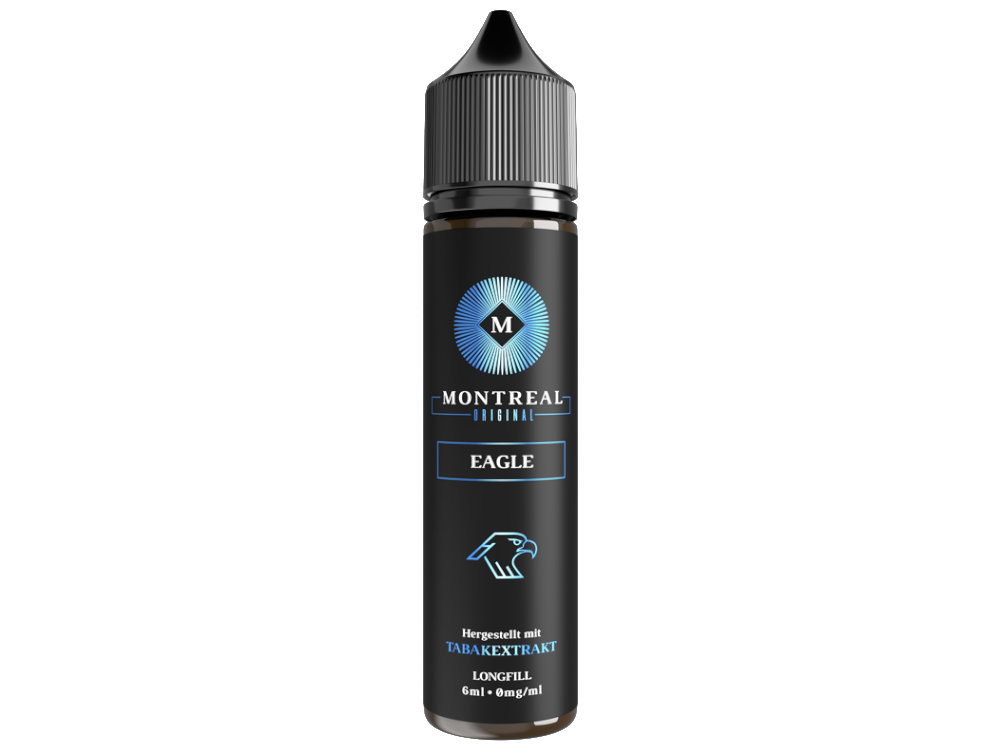Montreal Original - Longfills 6 ml - Eagle Flasche mit Longfill-Aroma für E-Zigaretten, das eine harmonische Mischung aus türkischem, Virginia- und Burley-Tabak bietet.