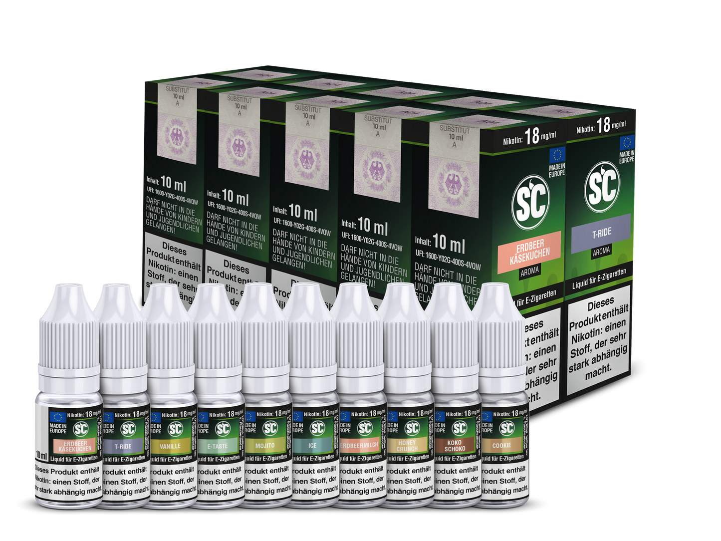 E-Zigaretten Liquid Vanille aus der Gourmet Probierbox von SC, köstliches und klassisches Aroma.