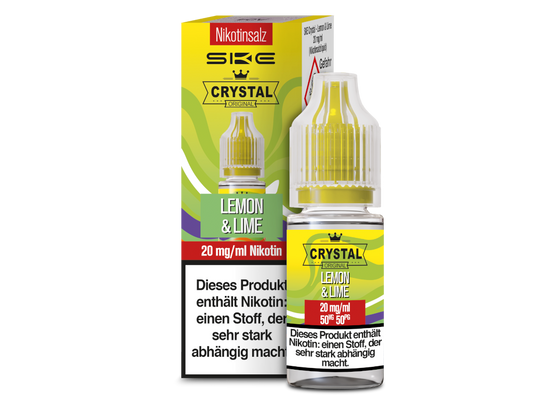 SKE Crystal Nikotinsalz Liquid Geschmacksrichtung Lemon & Lime in einer 10 ml Flasche, ideal für E-Zigaretten, mit 10 mg/ml Nikotinstärke.