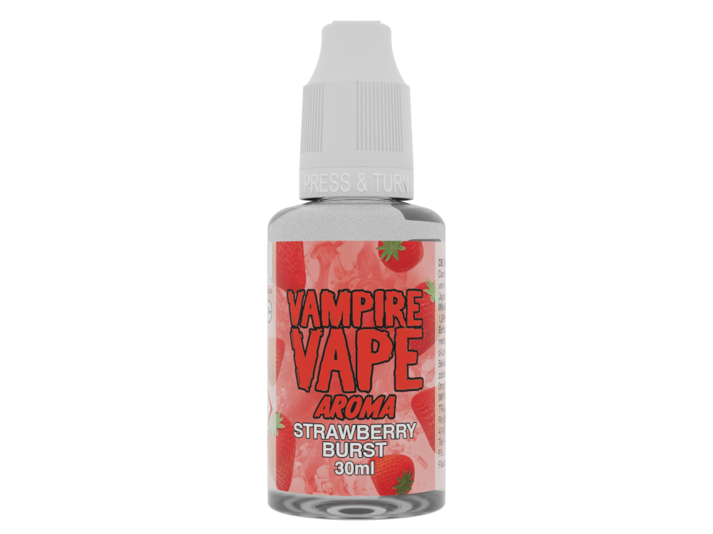 Vampire Vape Aroma Strawberry Burst 30 ml - Erleben Sie den fruchtigen Geschmack von Erdbeeren in einem nikotinfreiem Vaporizer Aroma, hergestellt im Vereinigten Königreich.
