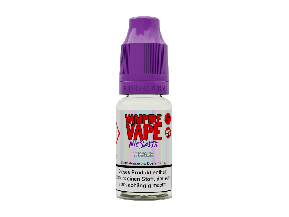 Vampire Vape - Charger - Nikotinsalz Liquid in der Stärke 10 mg/ml, köstliche Mischung aus verschiedenen Beeren, tropischen Früchten und Anis mit frischer Note, 10 ml Flasche.