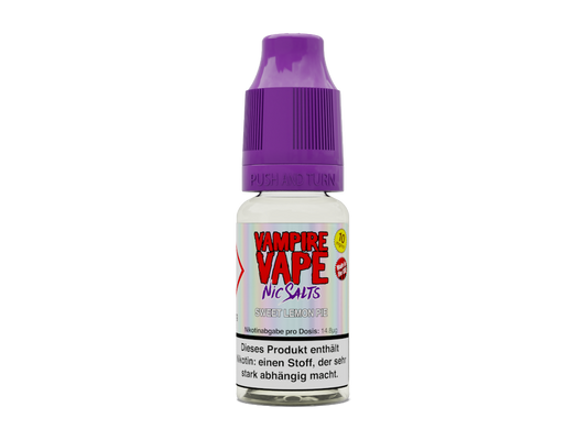 Vampire Vape Sweet Lemon Pie Nikotinsalz Liquid in 10ml Flasche, ideal für Dampfer, die den Geschmack eines Zitronenkuchens lieben.