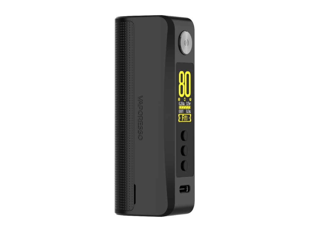 Vaporesso GEN 80 S 80 Watt Akkuträger mit 3 Dampfmodi und 0,96 Zoll TFT-Display, Ansicht von oben mit hervorgehobenem Display.