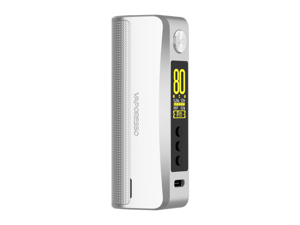 Vaporesso GEN 80 S 80 Watt mit 3 Dampfmodi, 0,96 Zoll TFT-Display auf einem weißen Hintergrund