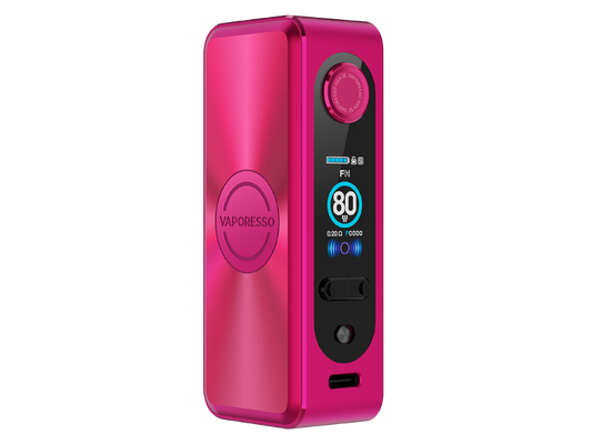 Vaporesso Gen SE 80 Watt Akkuträger mit 0,96 Zoll TFT-Display und 4 Ausgabemodi auf einem stilvollen Hintergrund.
