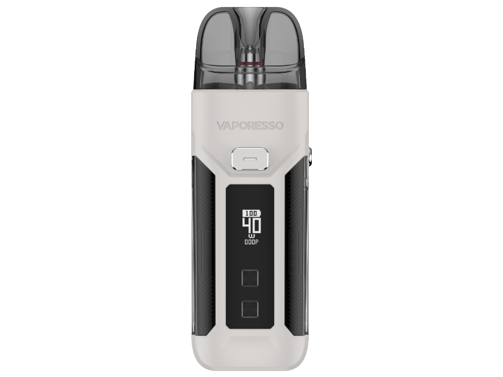 Detailaufnahme des Vaporesso LUXE X Pro E-Zigaretten Sets, das die hochwertige Verarbeitung und die technischen Details zeigt.
