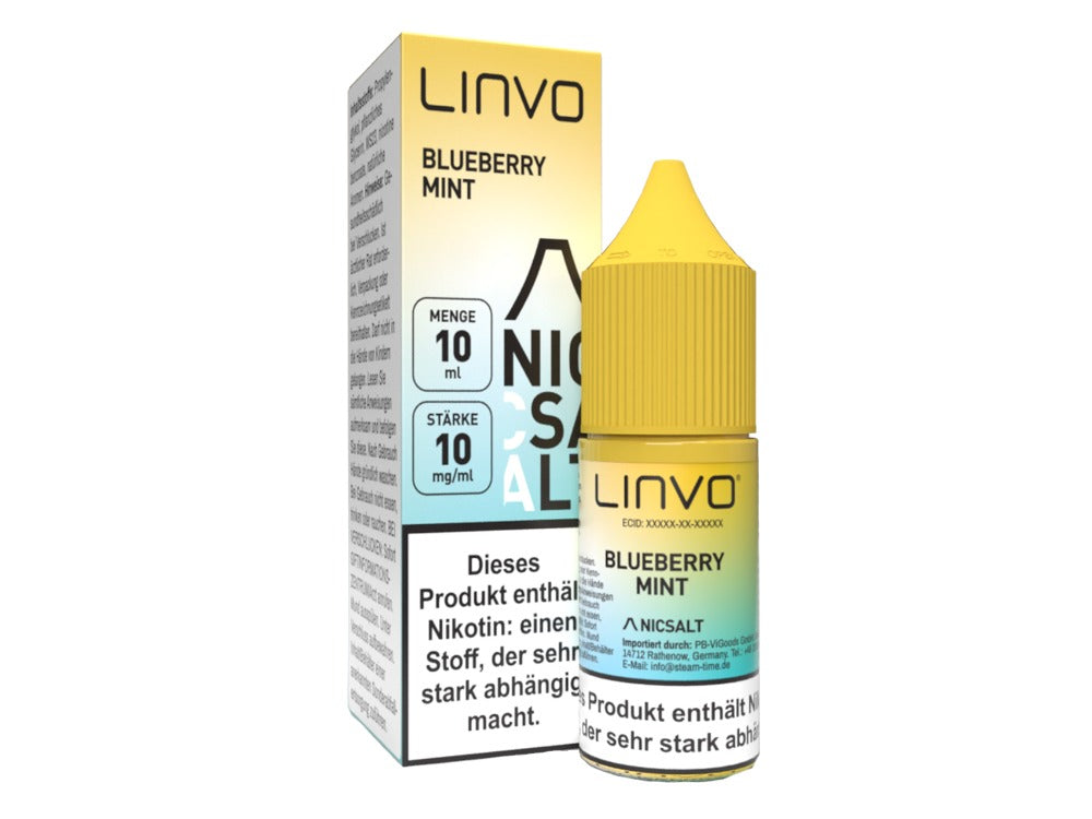 Linvo Blueberry Mint Nikotinsalz Liquid 20mg/ml - Fruchtiger Blaubeer-Minz-Geschmack in 10ml Flasche