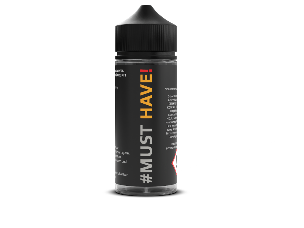 Must Have Longfills 10ml - Granatapfel, Zitrone & Kühle, zeigt die fruchtigen Aromen mit einem modernen Design für E-Zigaretten Liebhaber.