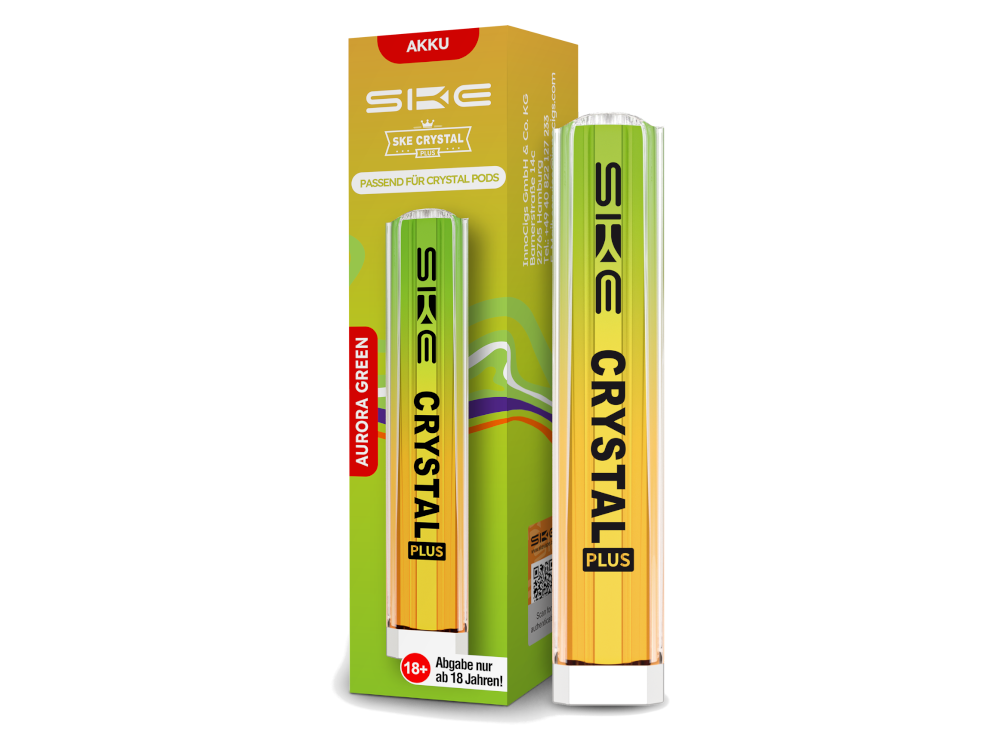 SKE Crystal Plus Akku 400mAh, 11 Watt Leistung, Zugautomatik, USB-C Anschluss