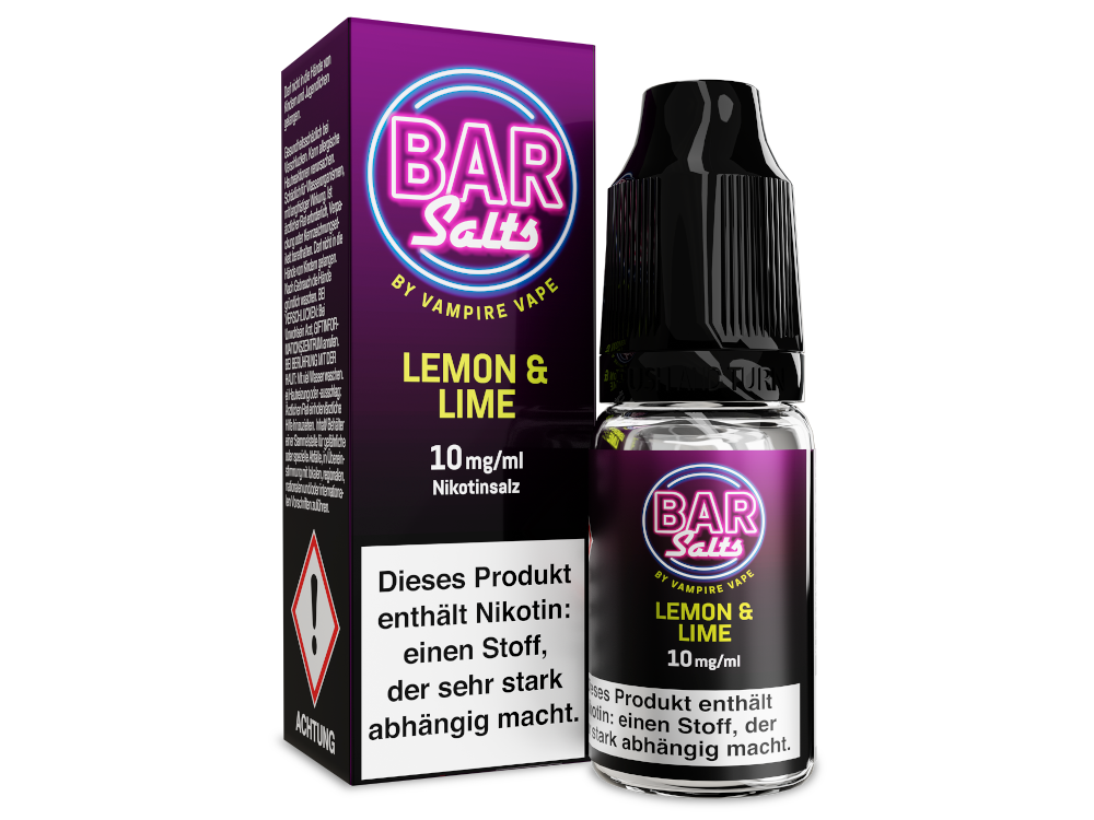 Vampire Vape - Bar Salts - Nikotinsalz Liquid - Lemon Lime, ideal für E-Zigaretten, präsentiert in einer stilvollen 10 ml Flasche.