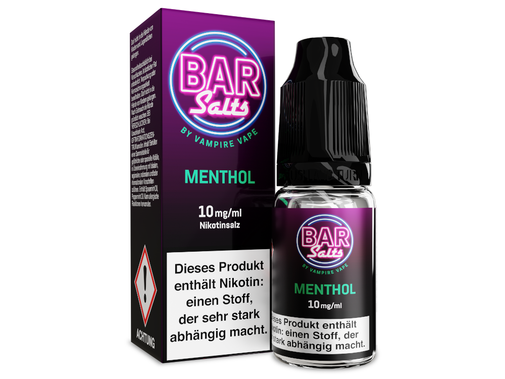 Vampire Vape Bar Salts Menthol - Erleben Sie den kühlen Mentholgeschmack in 10 ml Nikotinsalz Liquid, perfekt für E-Zigaretten.