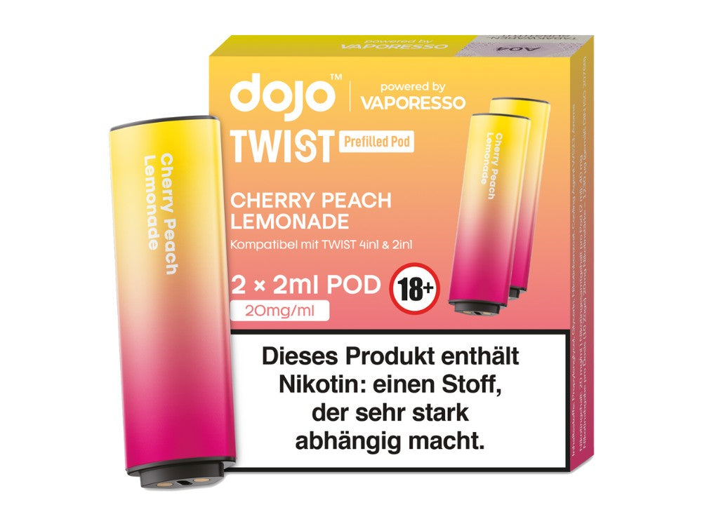 Vaporesso Dojo Twist Pods mit 2 ml Nikotinsalz Liquid und COREX 2.0 Mesh Coil, kompatibel mit Dojo Twist 2in1 und 4in1 Akku, 2er Pack.

