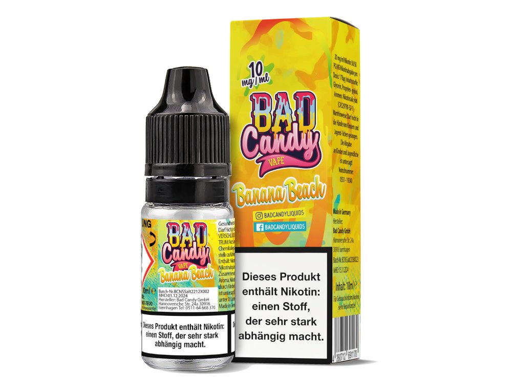 Bad Candy Liquids Banana Beach Nikotinsalz 10ml - Bananen-Milch-Vanille-Eis Geschmack