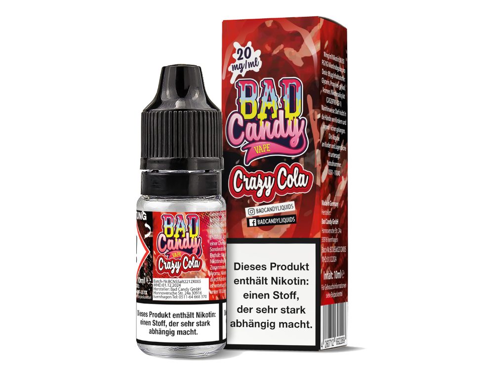 Bad Candy Liquids Crazy Cola Nikotinsalz - 10ml, Cola, Limonen & Kirschen Geschmack - 10mg/20mg