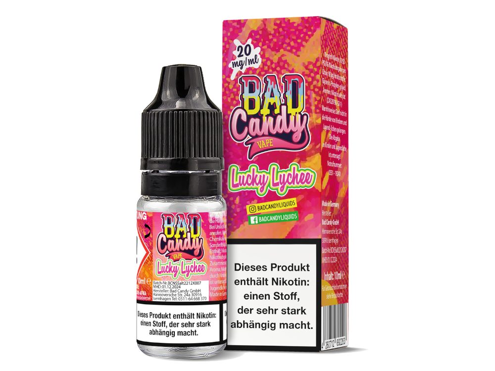 Bad Candy Liquids Lucky Lychee Nikotinsalz Liquid 10ml - Fruchtige Lychee-Mischung 10mg bzw. 20mg/ml