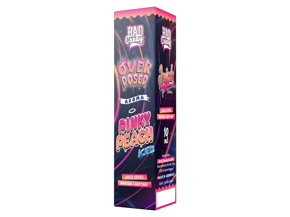 Bad Candy Liquids Juicd Pinky Peach Iced Aroma in 60ml Flasche, hochkonzentriertes Pfirsicharoma mit frischer Note, perfekte Wahl für E-Dampfer.