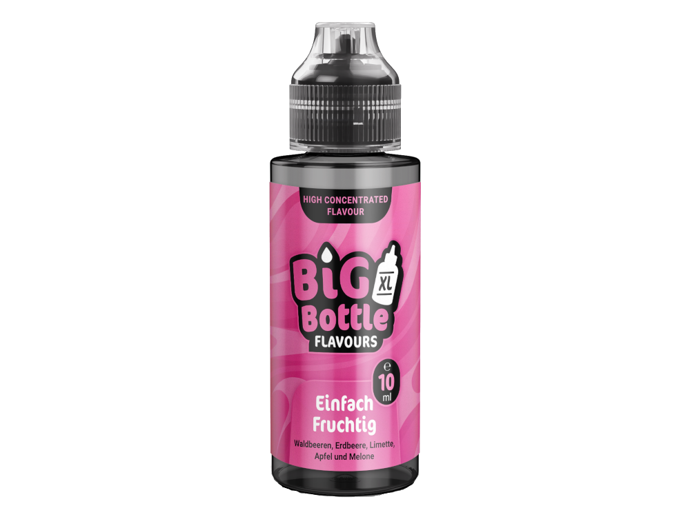 Big Bottle - Longfills 10 ml - Einfach Fruchtig: Hochwertiges Longfill-Aroma mit intensiven Fruchtgeschmack von Waldbeere, Erdbeere, Limette, Apfel und Melone.