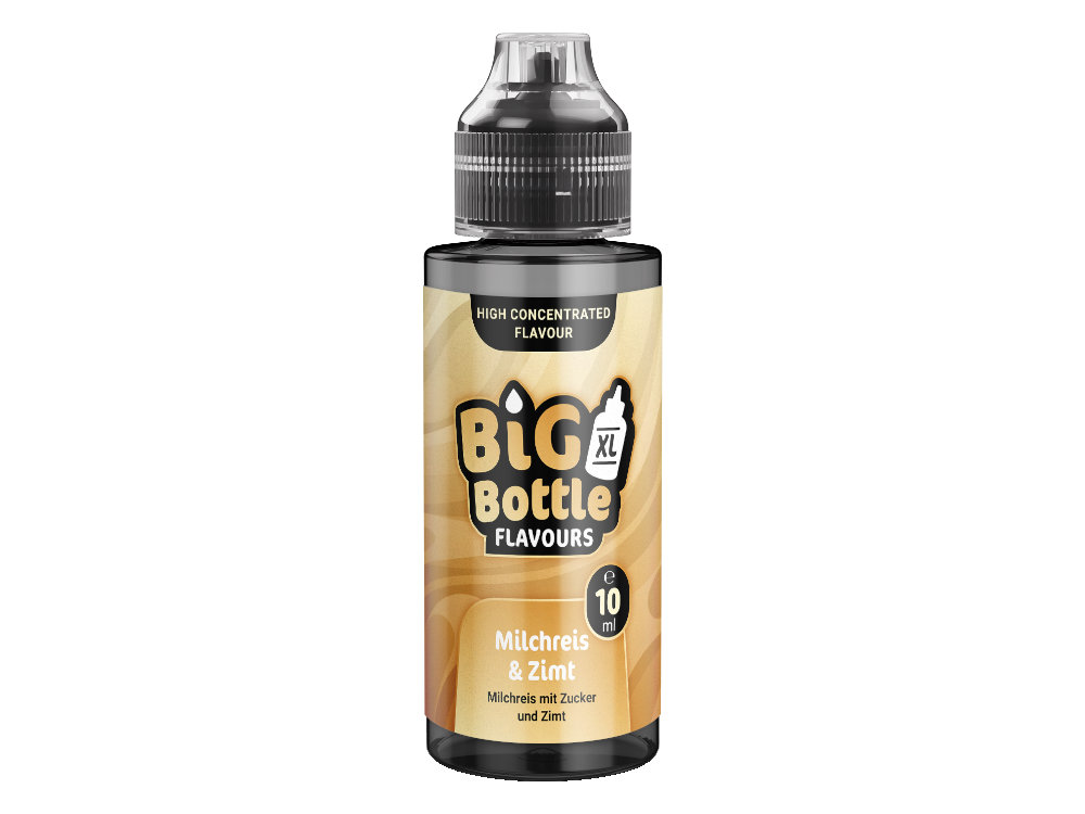 Big Bottle Aroma Milchreis & Zimt in 10 ml, ideal für Longfill. Genieße den süßen Geschmack von Milchreis mit Zimt und Zucker beim Dampfen. Hochkonzentriertes Aroma für unverwechselbaren Genuss.