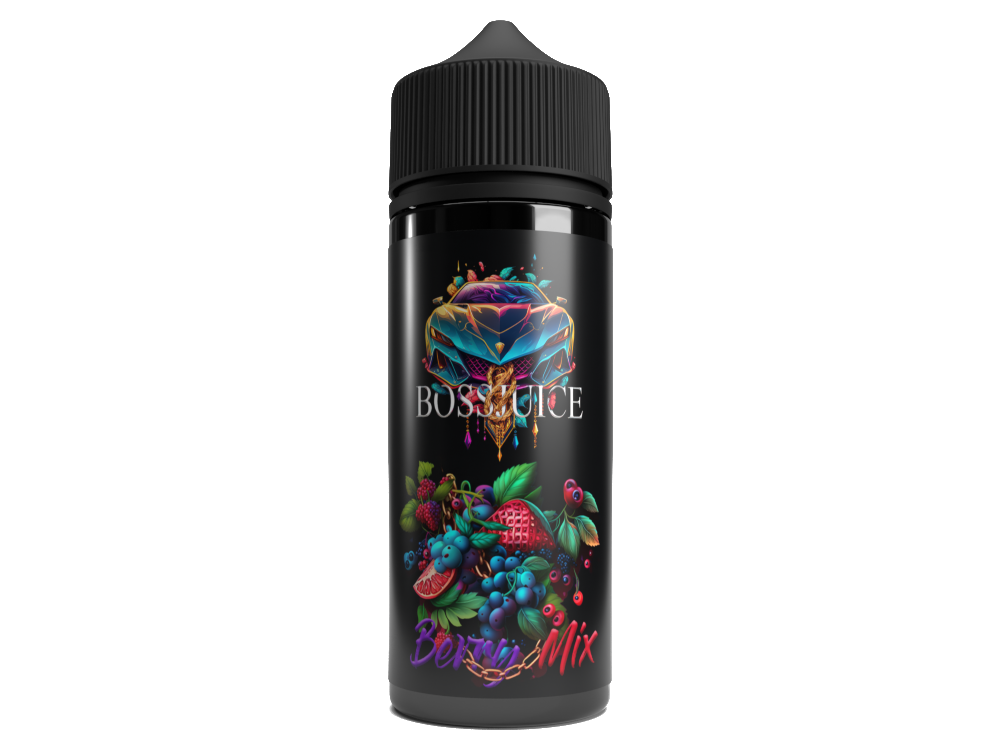 Boss Juice Aroma Berry Mix 10 ml in einer 120 ml Flasche, ideal für Dampfer, bietet den Geschmack eines köstlichen Beerenmixes, hoher Konzentrationsgrad, nicht für das pure Dampfen geeignet.