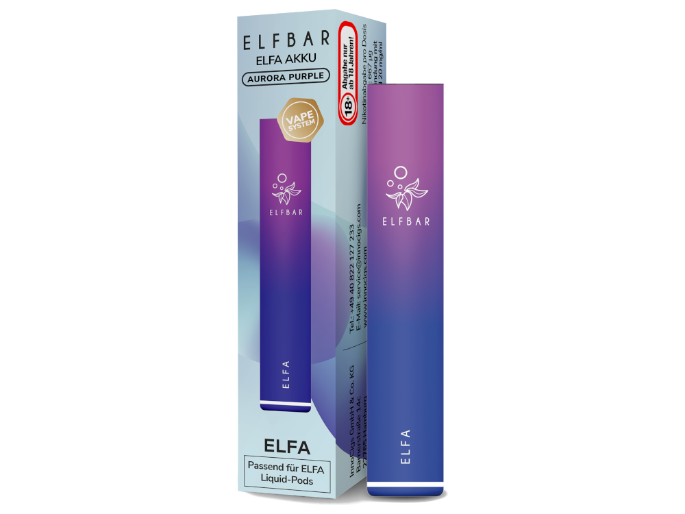 Elfbar - Elfa Akku 500 mAh mit Zugautomatik, USB-C Anschluss