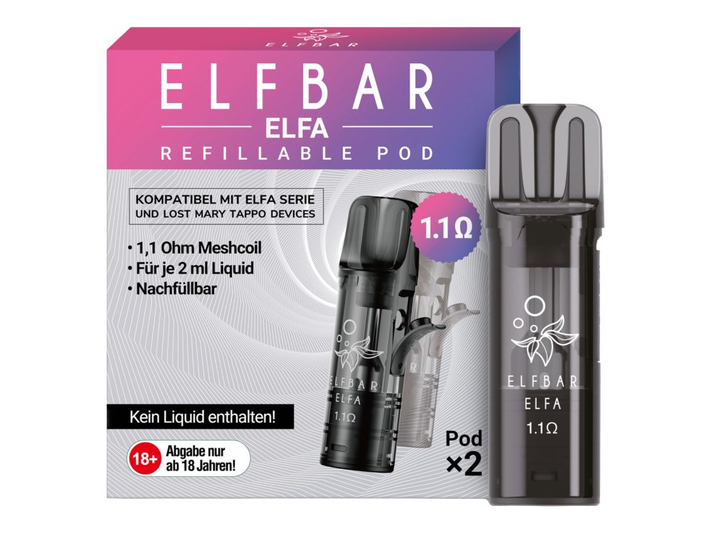 ELFBAR Elfa Leer-Pods – 2 ml Ersatzpods mit 1,1 Ohm Mesh Coil