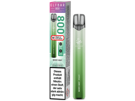 Elfbar 800 Einweg E-Zigarette mit 550 mAh Akku, 2ml Nikotinsalz, über 30 Geschmäcker, Zugautomatik