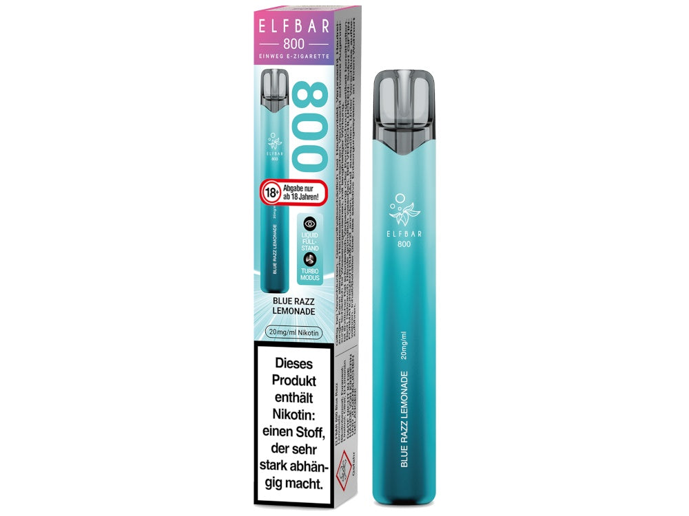 Elfbar 800 Einweg E-Zigarette mit 550 mAh Akku, 2ml Nikotinsalz, über 30 Geschmäcker, Zugautomatik