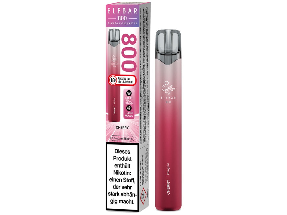 Elfbar 800 Einweg E-Zigarette mit 550 mAh Akku, 2ml Nikotinsalz, über 30 Geschmäcker, Zugautomatik