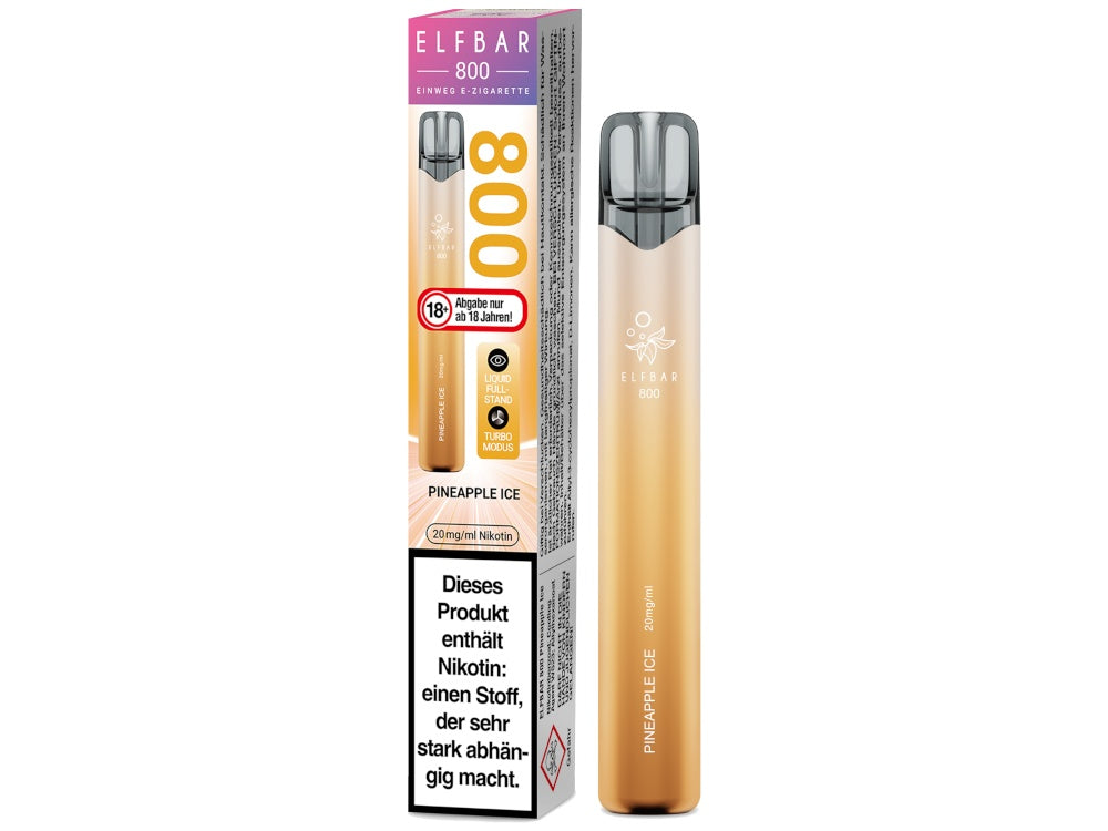 Elfbar 800 Einweg E-Zigarette mit 550 mAh Akku, 2ml Nikotinsalz, über 30 Geschmäcker, Zugautomatik