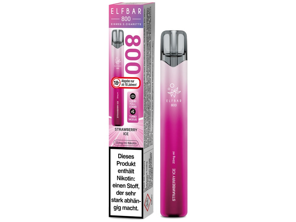 Elfbar 800 Einweg E-Zigarette mit 550 mAh Akku, 2ml Nikotinsalz, über 30 Geschmäcker, Zugautomatik