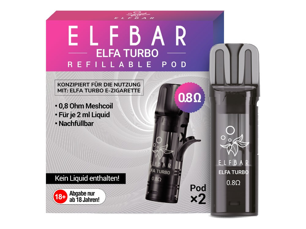 Elfbar Elfa Turbo 0,8 Ohm Pod - 2 Stück, 2ml Tank, Side-Filling System