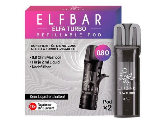 Elfbar Elfa Turbo 0,8 Ohm Pod - 2 Stück, 2ml Tank, Side-Filling System
