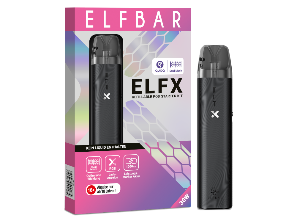 Elfbar - Elfx E-Zigaretten Set mit 1000 mAh, 2ml & stufenloser Airflow-Control
