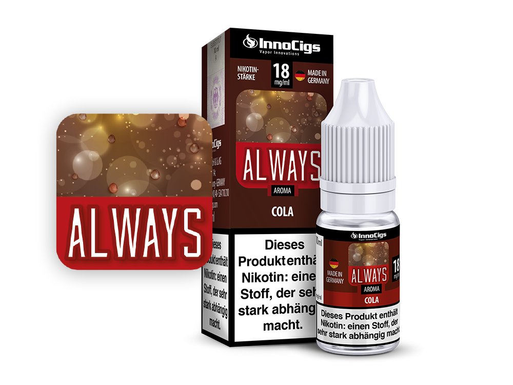 Always Cola InnoCigs Liquid 10ml - E-Zigaretten Liquid mit Nikotin und ohne Nikotin
