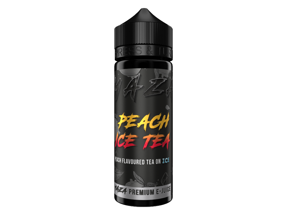 MaZa Longfills 10 ml - Peach Tea, Verpackung des Pfirsich-Eistee Aromas für Dampfen, ideal für Liebhaber fruchtiger Aromen.