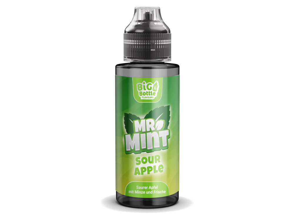 Mr. Mint von Big Bottle Longfills 10 ml - Sour Apple, hochkonzentriertes Aromakonzentrat für E-Zigaretten mit einer empfohlenen Reifezeit von 3 bis 5 Tagen.