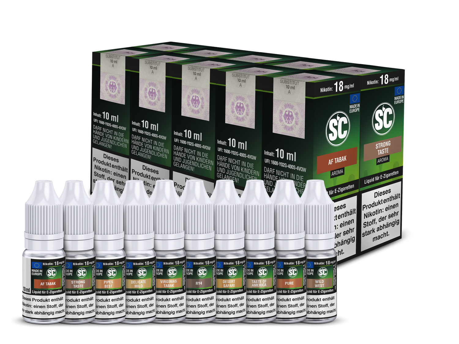 Pipes Best Tabakaroma aus der Tobacco Probierbox E-Zigaretten Liquid von SC, 10ml, für klassische Tabakaromen.