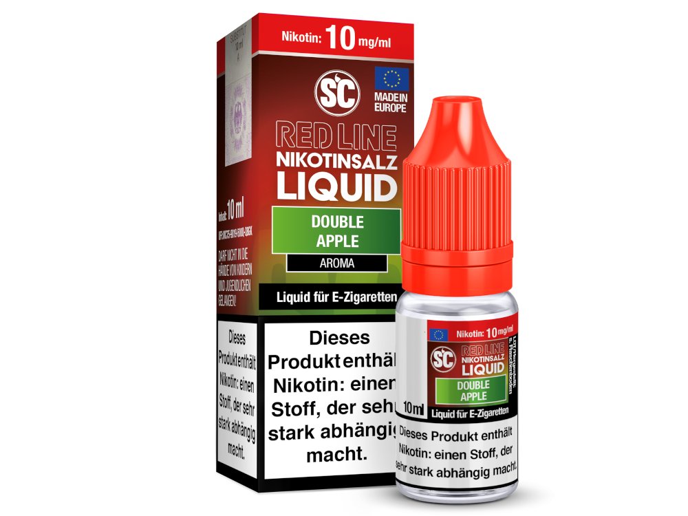 SC Red Line Double Apple Nikotinsalz Liquid - Intensiver Apfelgeschmack mit Menthol - 0-20 mg/ml
