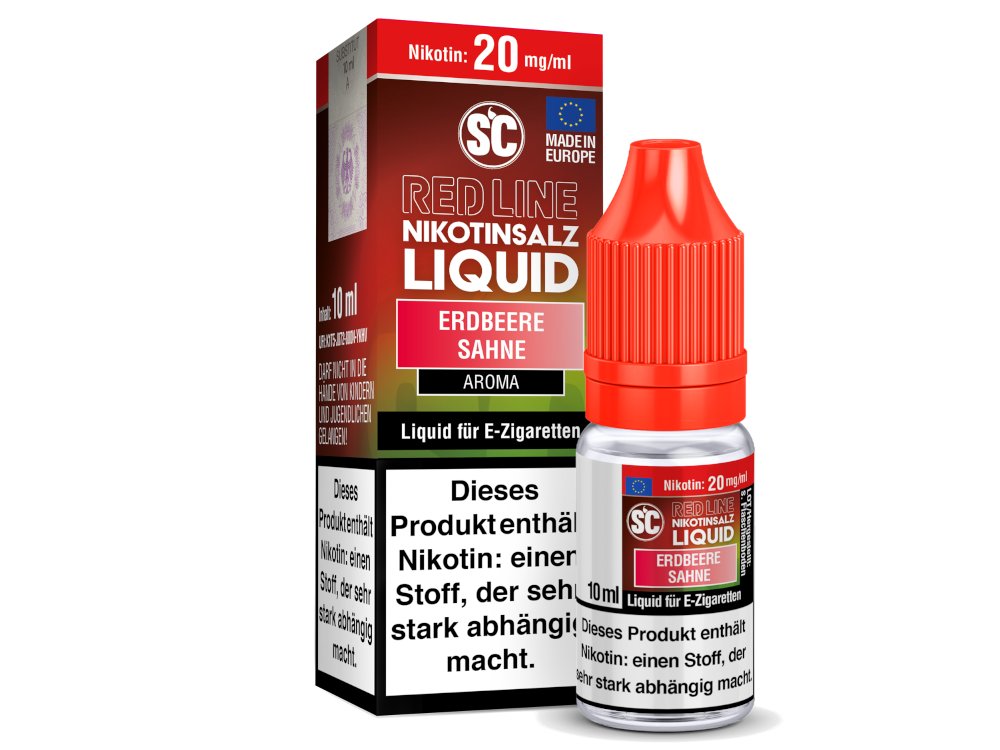 SC Red Line Erdbeere Sahne Nikotinsalz Liquid - Intensiver Geschmack von Erdbeere mit Sahne