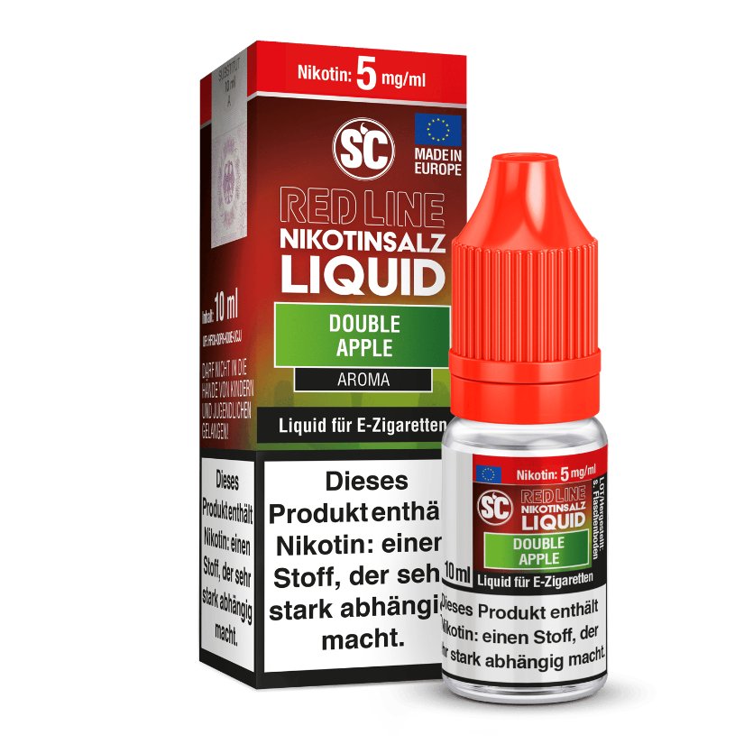 SC Red Line Double Apple Nikotinsalz Liquid - Intensiver Apfelgeschmack mit Menthol - 0-20 mg/ml