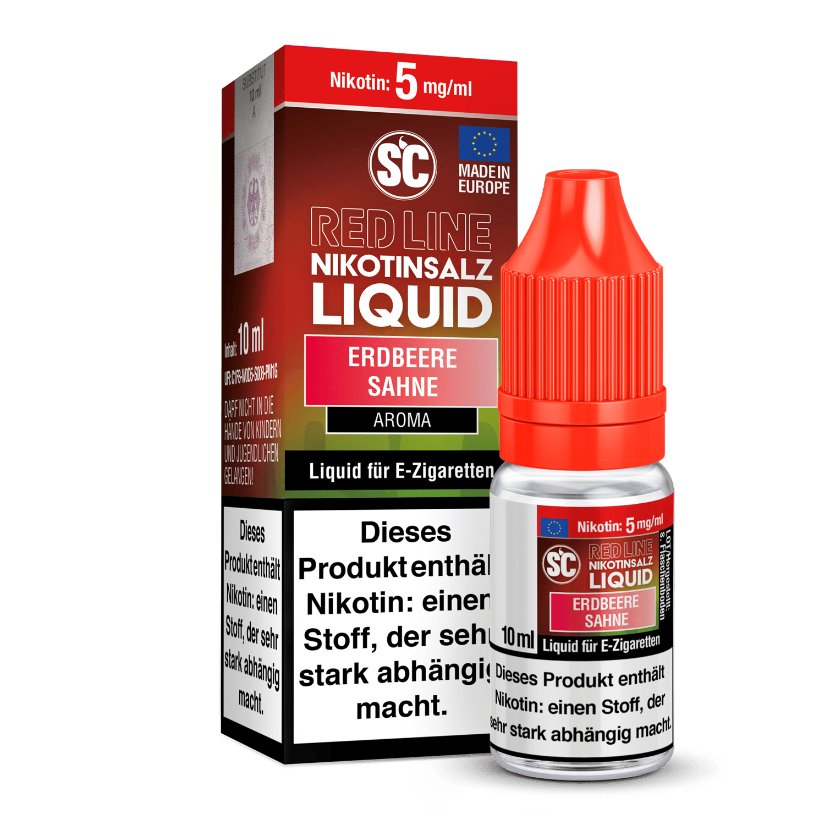 SC Red Line Erdbeere Sahne Nikotinsalz Liquid - Intensiver Geschmack von Erdbeere mit Sahne