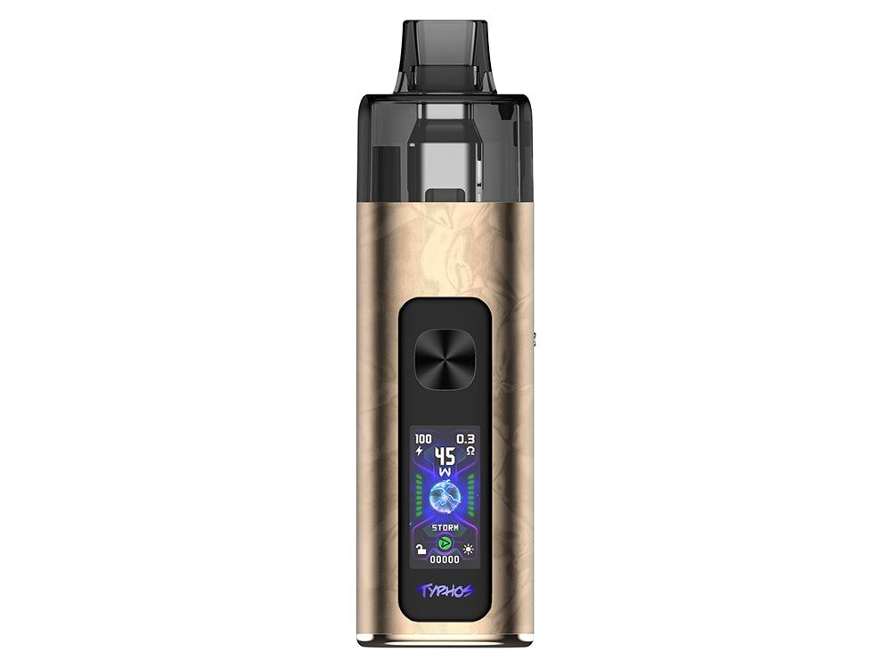 Detailansicht des Uwell Typhos E-Zigaretten Sets mit 1,05 Zoll HD-Farbdisplay