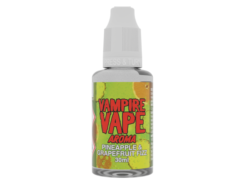 Vampire Vape - Aroma Pineapple & Grapefruit Fizz, 30 ml Flasche, ideal zum Mischen für Dampfen ohne Nikotin.