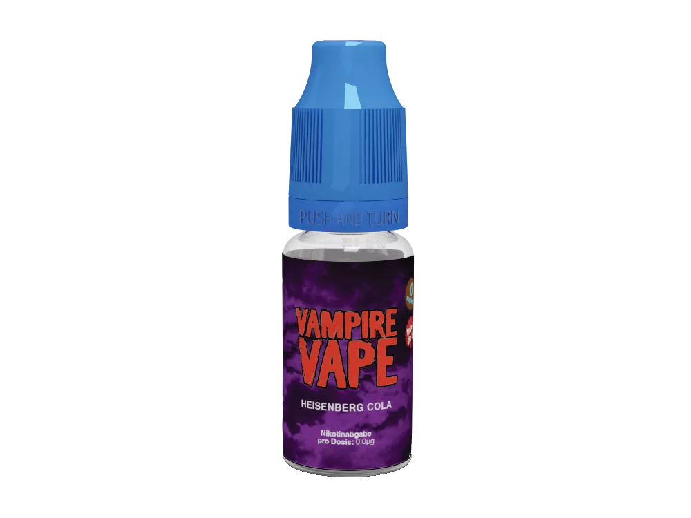 Vampire Vape Heisenberg Cola Liquid, eine Mischung aus Cola, Beeren und erfrischendem Menthol in einer kompakten 10ml Flasche.