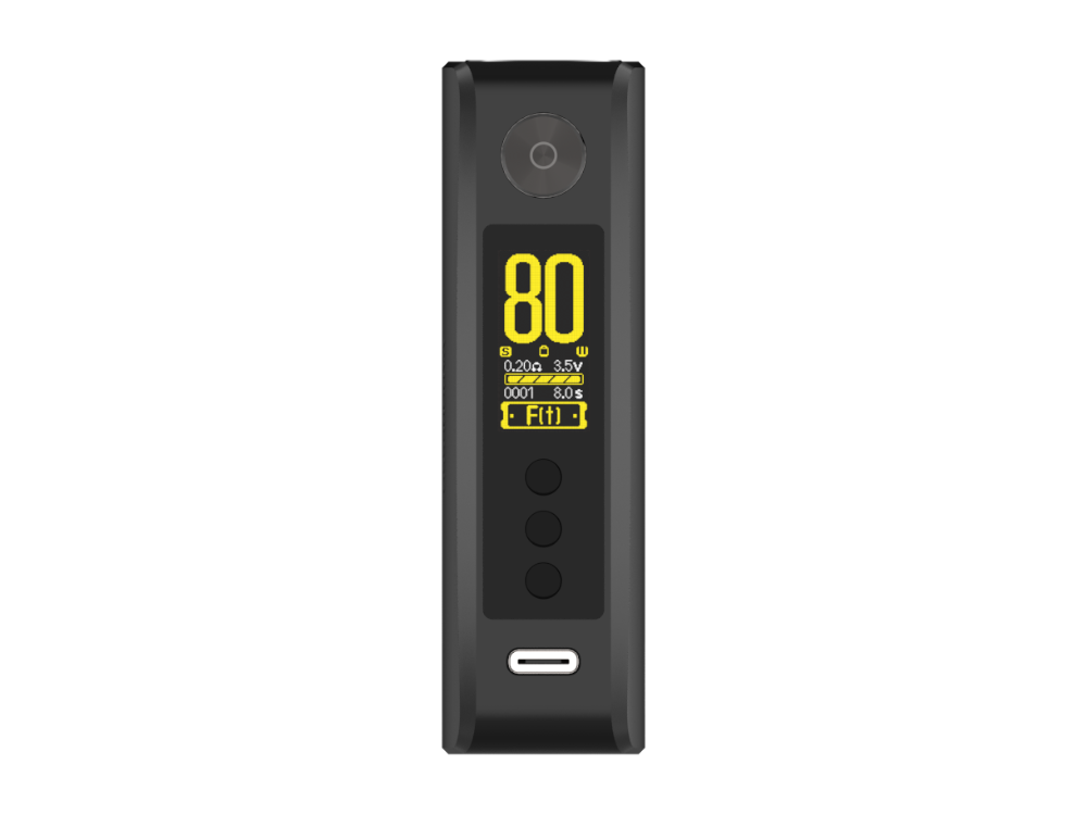 Vaporesso GEN 80 S 80 Watt Akkuträger, Displayansicht, zeigt die aktuellen Einstellungen und den Batteriestatus.